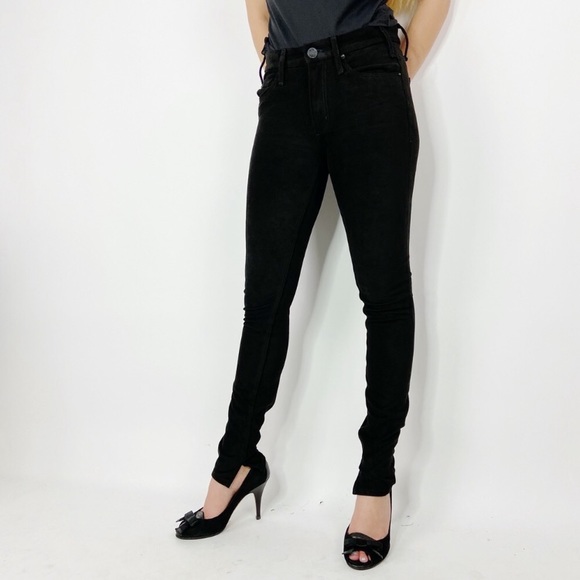 ❤️McGuire Newton Black Skinny Vegan Suede Pants Ankle Slits Size 26 - Picture 1 of 7